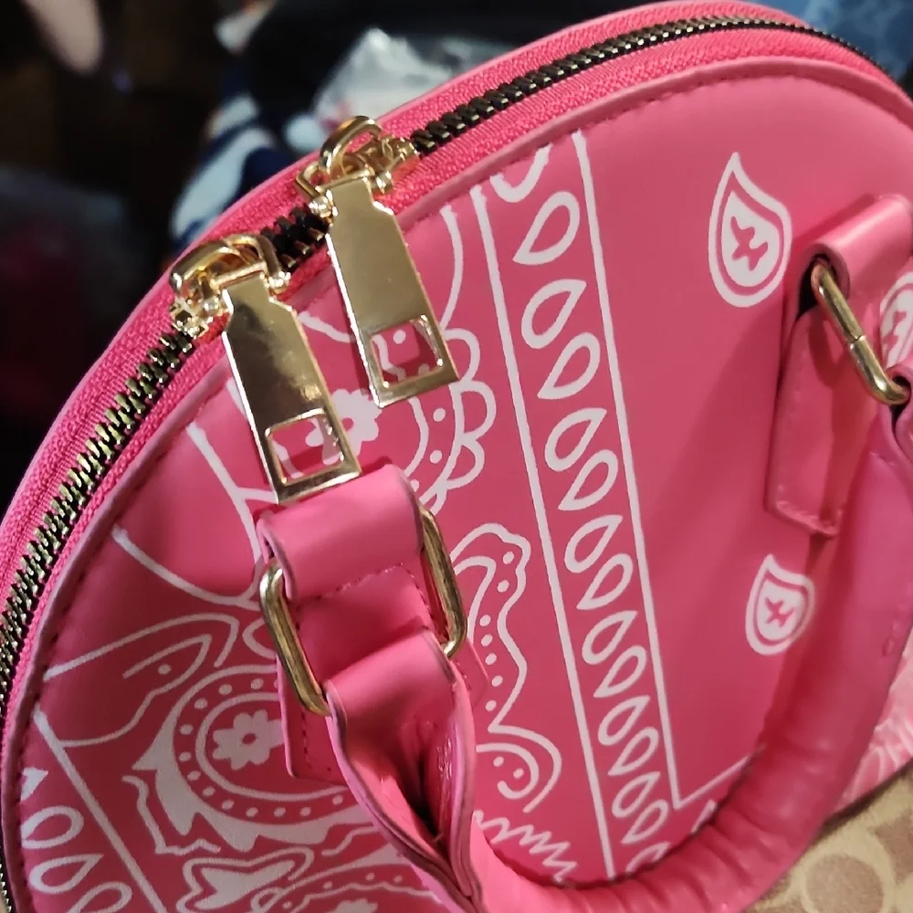 Pink Bandana Print  Mini Women's Handbag - Picture 5 of 6